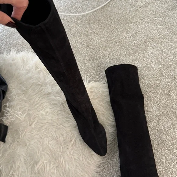 Nib Sarah Flint Black Alexandra 85 black stretch suede boot 39.5 new